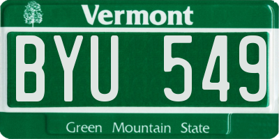VT license plate BYU549