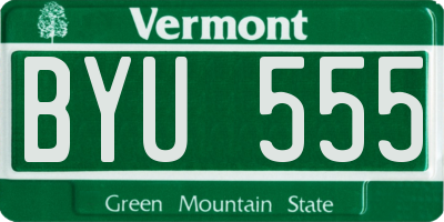 VT license plate BYU555