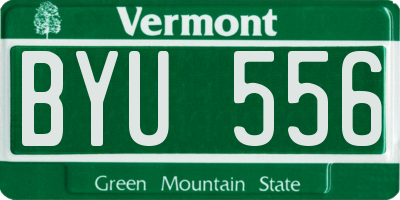 VT license plate BYU556