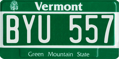 VT license plate BYU557
