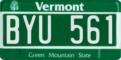 VT license plate BYU561