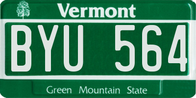 VT license plate BYU564