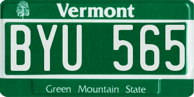 VT license plate BYU565