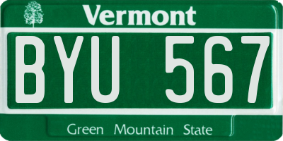 VT license plate BYU567