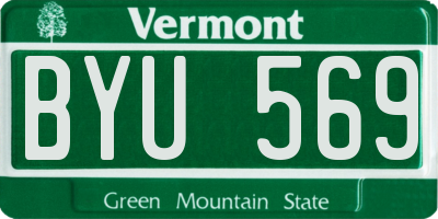 VT license plate BYU569