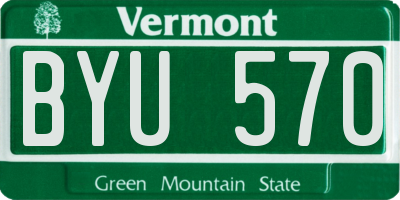 VT license plate BYU570