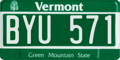 VT license plate BYU571