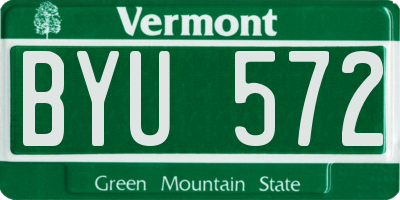 VT license plate BYU572