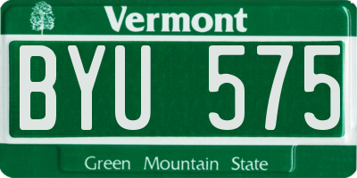 VT license plate BYU575