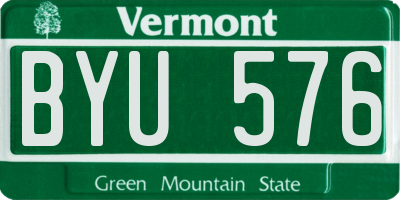 VT license plate BYU576
