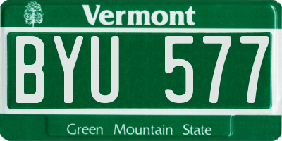 VT license plate BYU577