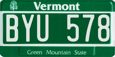VT license plate BYU578