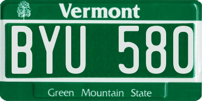 VT license plate BYU580