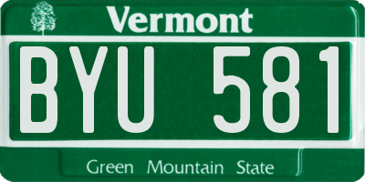 VT license plate BYU581