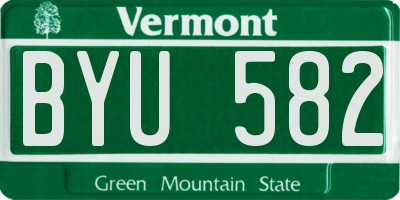 VT license plate BYU582