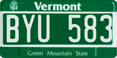 VT license plate BYU583