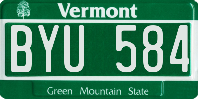 VT license plate BYU584