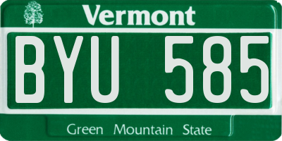 VT license plate BYU585