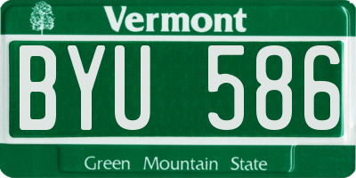 VT license plate BYU586