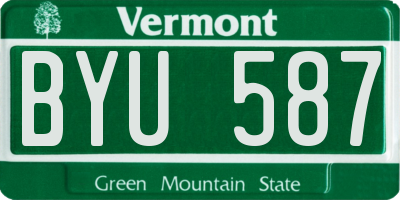 VT license plate BYU587