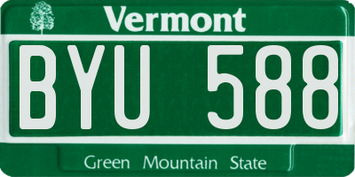 VT license plate BYU588