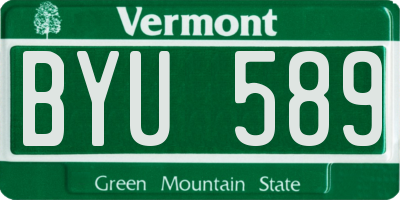 VT license plate BYU589
