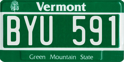 VT license plate BYU591