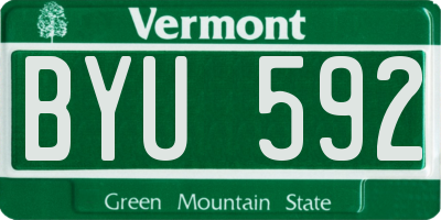 VT license plate BYU592