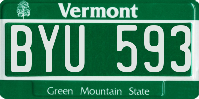 VT license plate BYU593