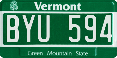 VT license plate BYU594