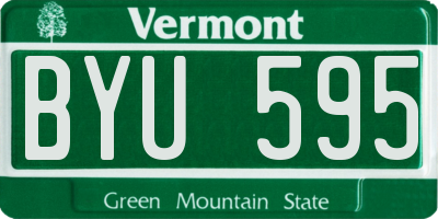 VT license plate BYU595