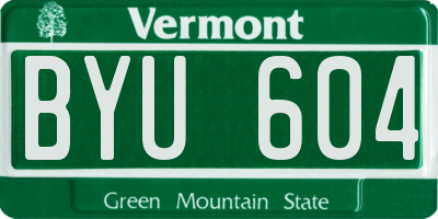 VT license plate BYU604