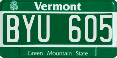 VT license plate BYU605