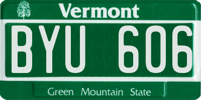 VT license plate BYU606