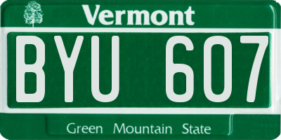 VT license plate BYU607