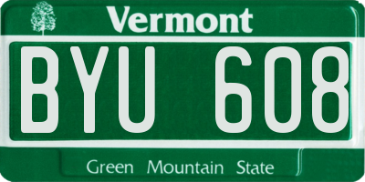 VT license plate BYU608