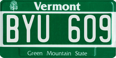 VT license plate BYU609