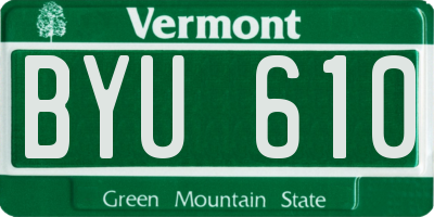 VT license plate BYU610