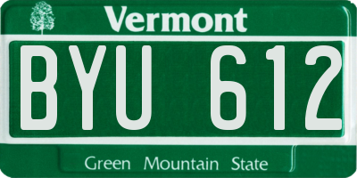 VT license plate BYU612