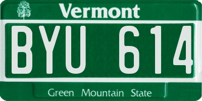 VT license plate BYU614