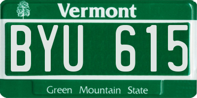 VT license plate BYU615