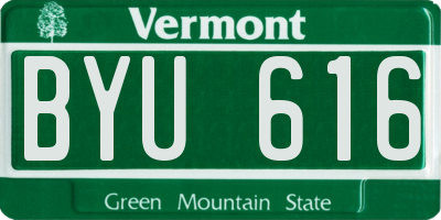 VT license plate BYU616