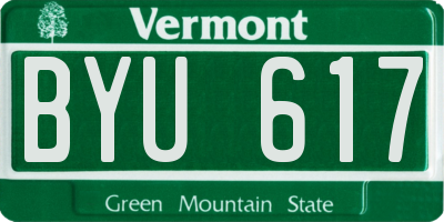 VT license plate BYU617