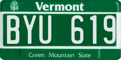 VT license plate BYU619