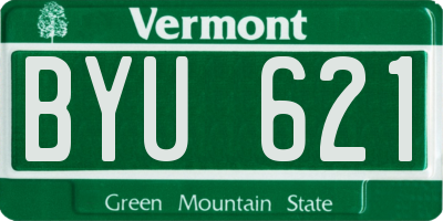 VT license plate BYU621