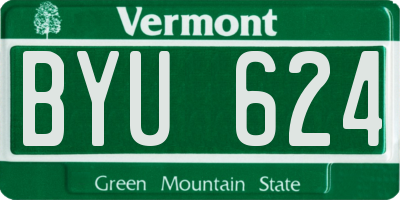 VT license plate BYU624