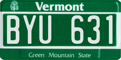 VT license plate BYU631