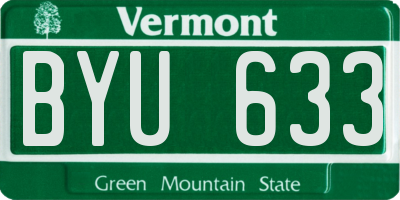 VT license plate BYU633
