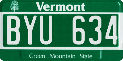 VT license plate BYU634