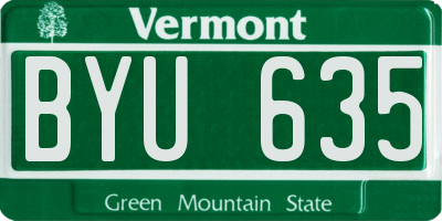 VT license plate BYU635